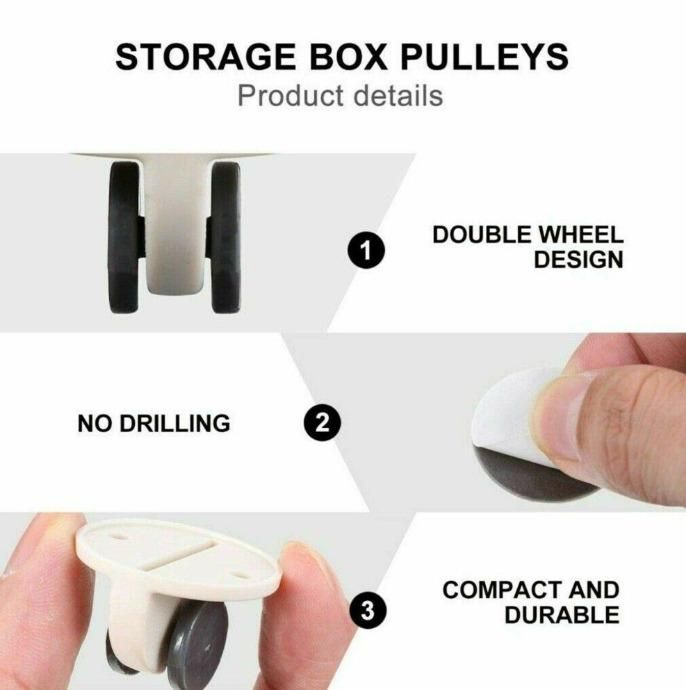 Plastic Sticky Storage Box Pulley Wheels