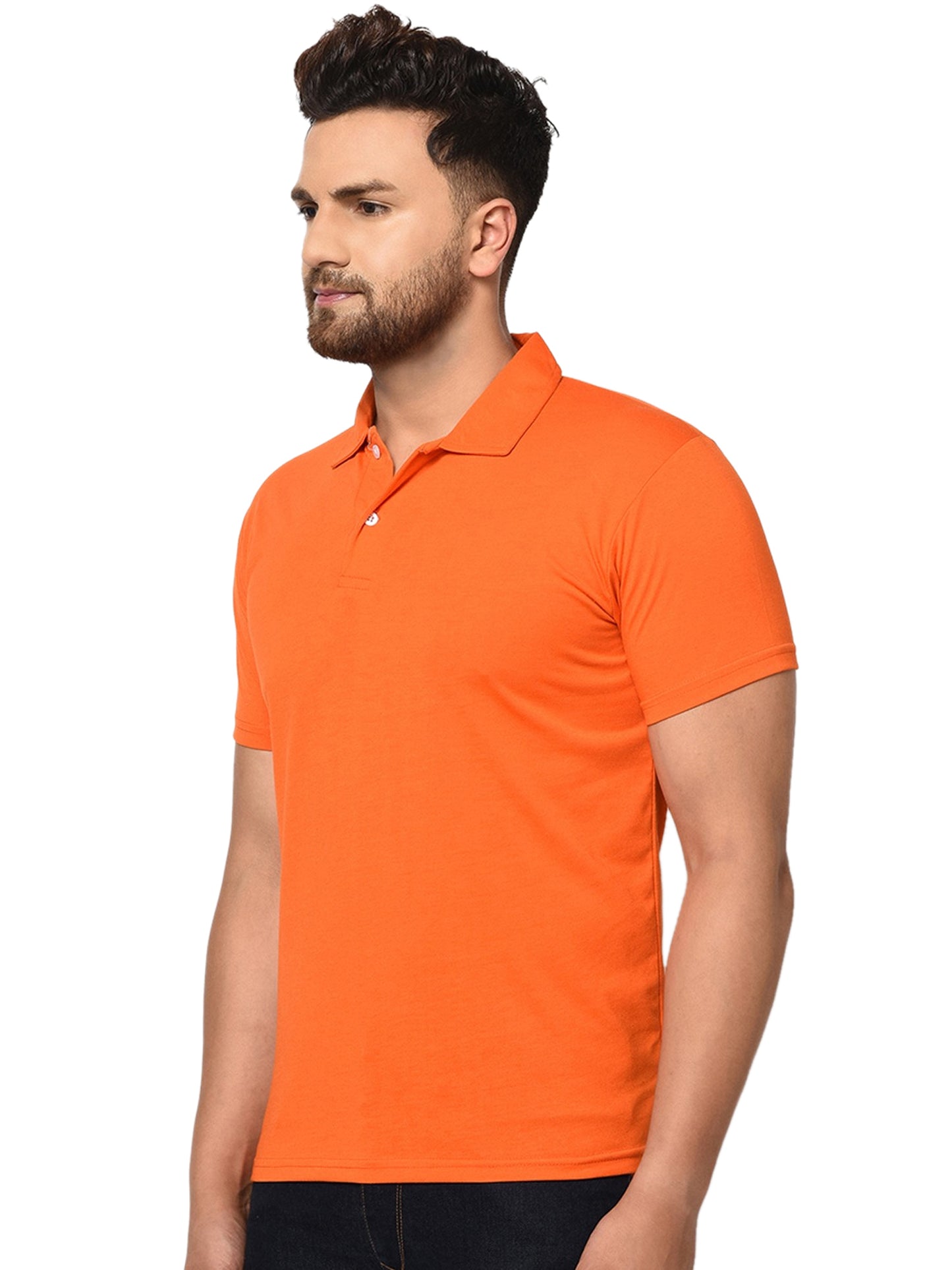 Cotton Blend Solid Half Sleeves Mens Polo T-Shirt