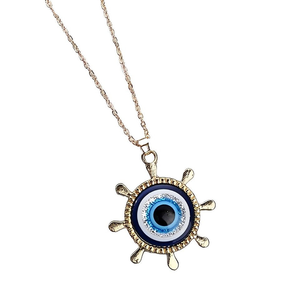 Western Silver Evil Eye Chain Necklace For Women & Girls