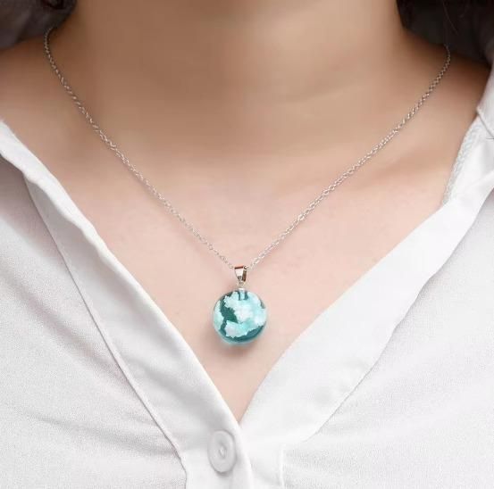 Transparent Round Ball Pendant Necklace