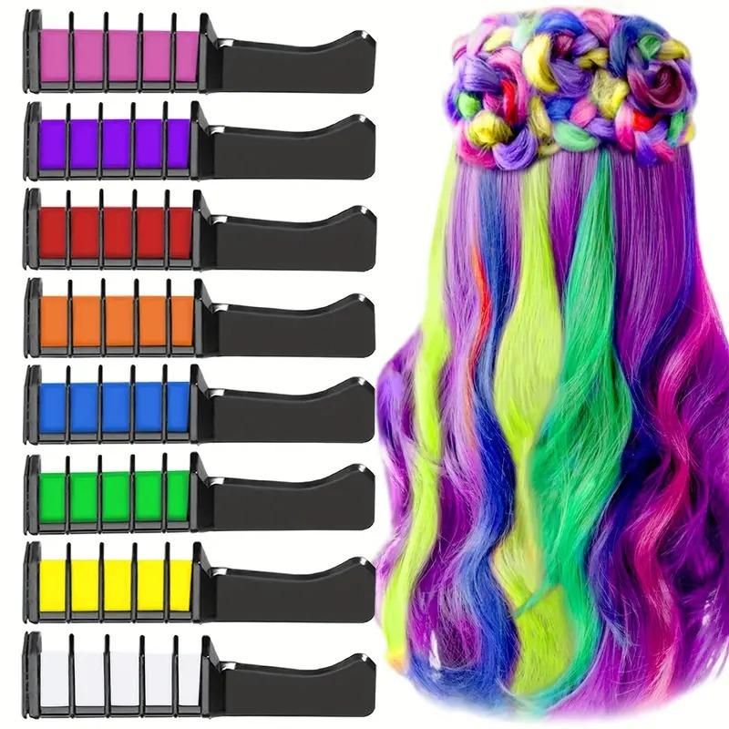 12 Pieces Vibrant Hair Chalk Comb Set 0c2542-3a