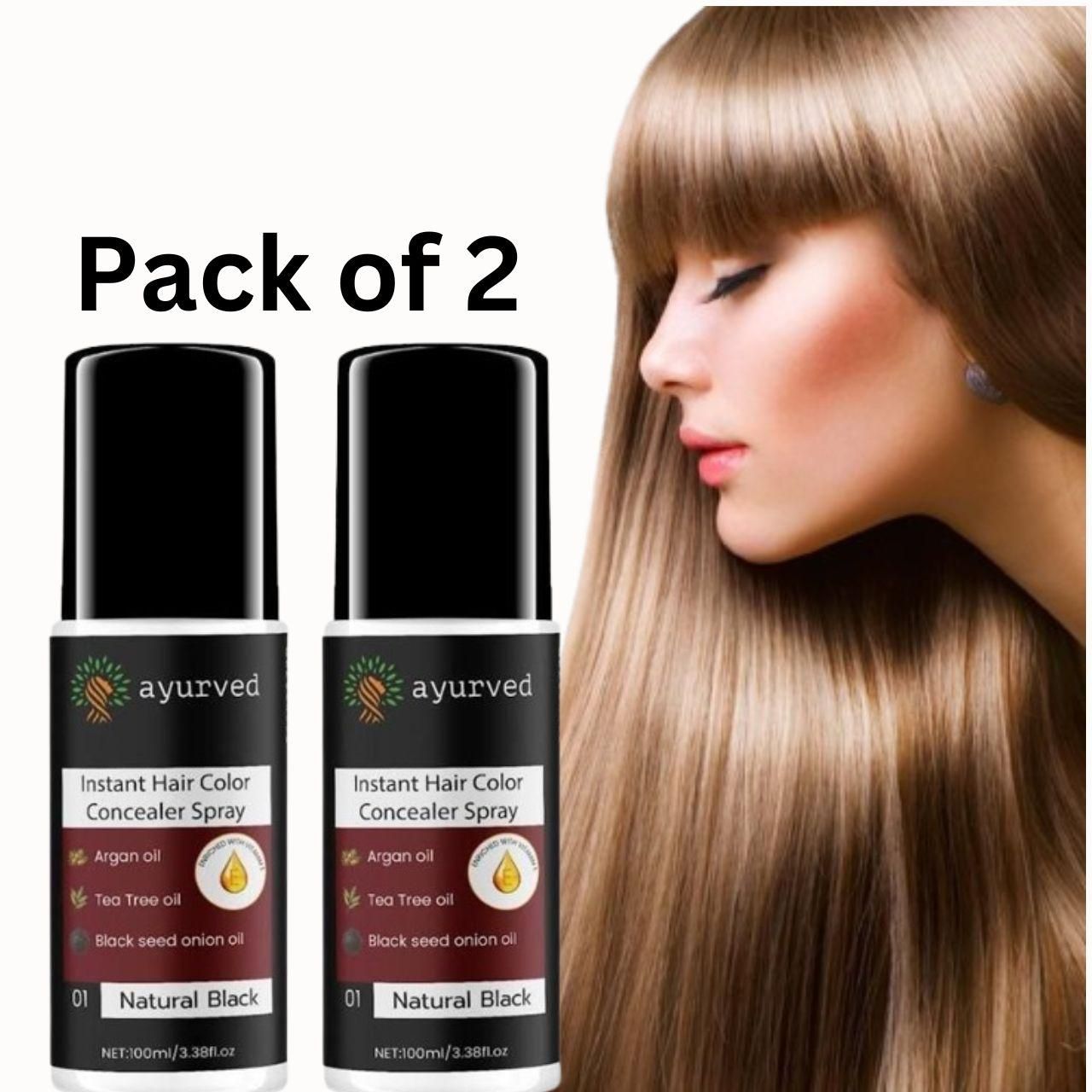 Ayurved 2 in 1 Instant Hair Color Spray with German Formula(Pack Of 2) 0c2542-3a