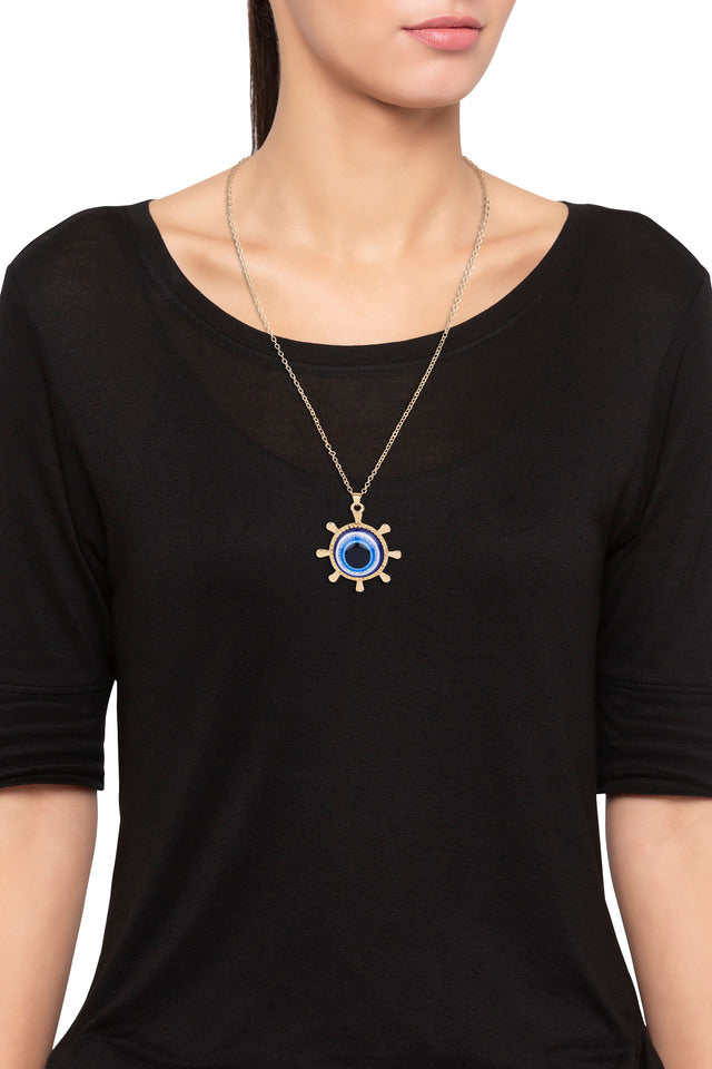 Western Silver Evil Eye Chain Necklace For Women & Girls