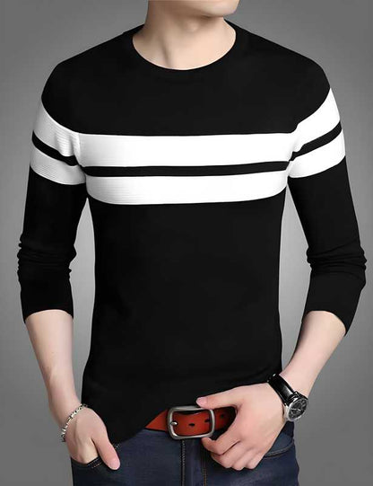 Tom Scott Cotton Blend Color Block Full Sleeves T-Shirt