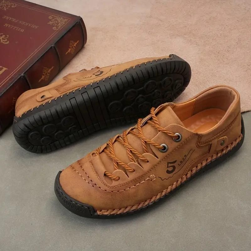 Men's Casual Leather Tan Shoes Lightweight 0c2542-3a