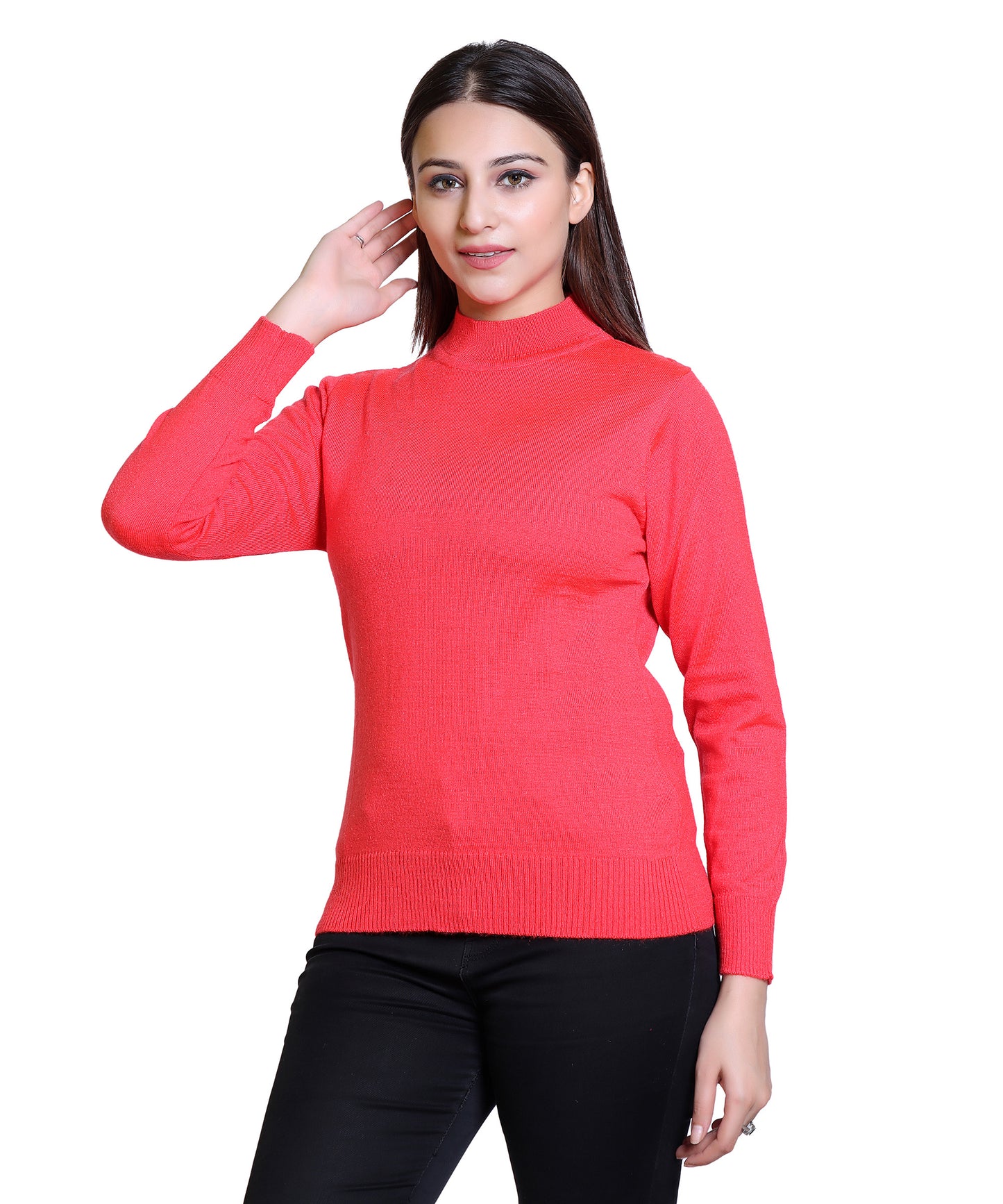 Women's Solid Woolen Full Sleeves Sweater