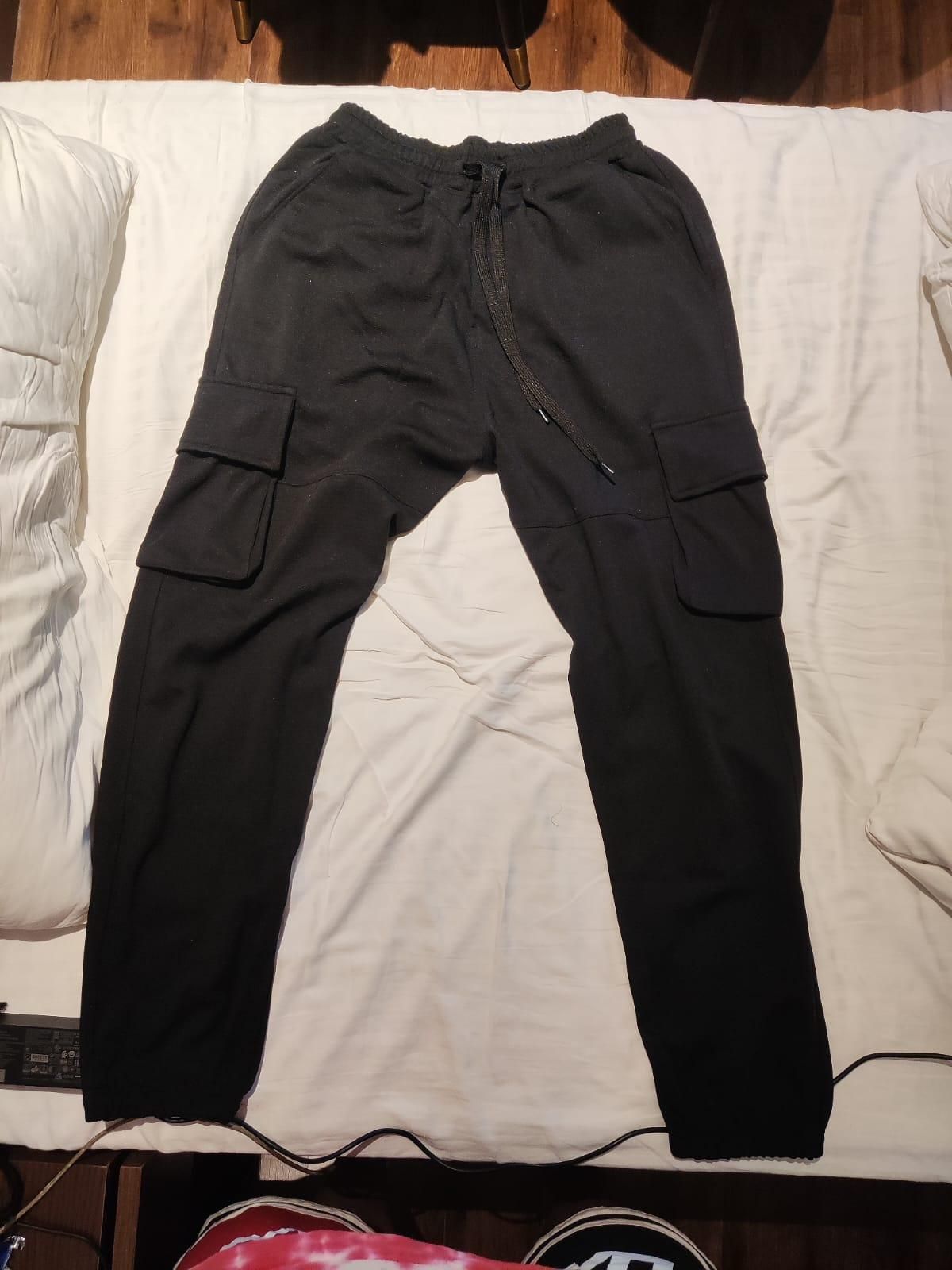 Men's Flap Pocket Drawstring Black Jogger Combo Pant