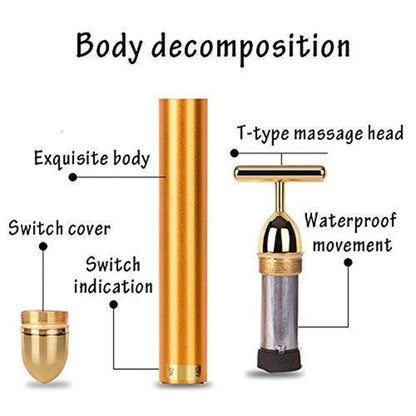 24K Gold Energy Beauty Bar Electric Facial Massage Roller 0c2542-3a