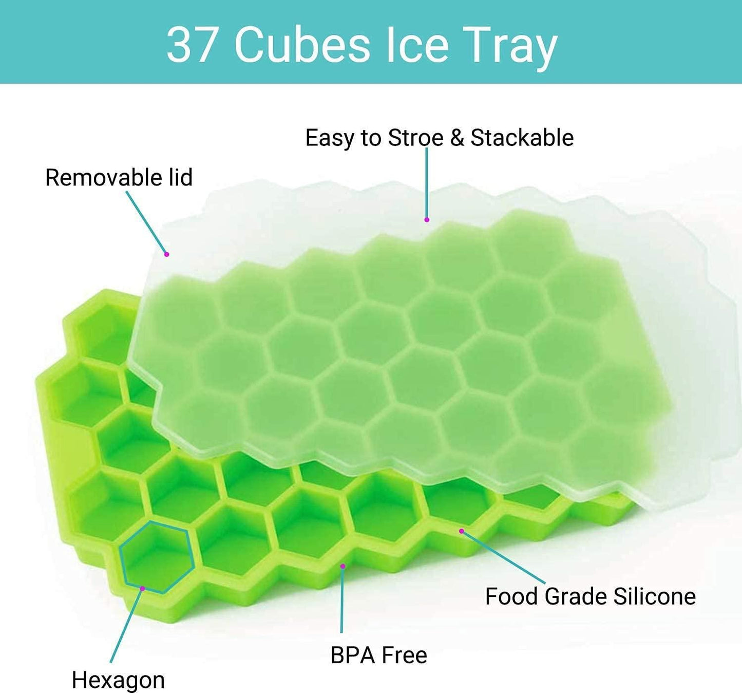 Silicone Flexible Ice Cube Trays with Lid