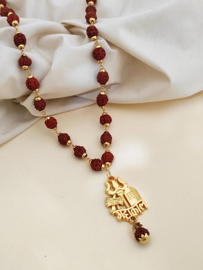 Rudraksha Mala with Mahakal and Trishul Pendant