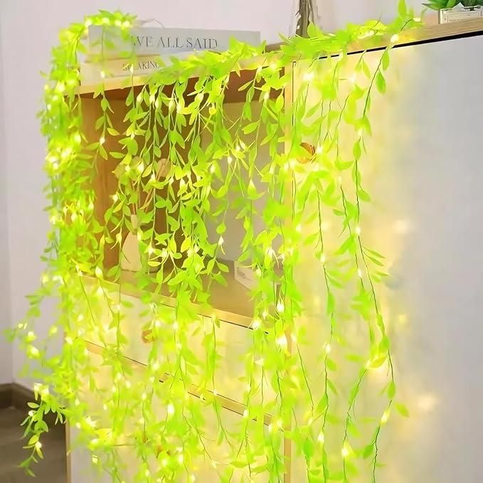 Green Leaf Artificial Curtain LED String Light, 200 LEDs, 8 Modes, Remote Control