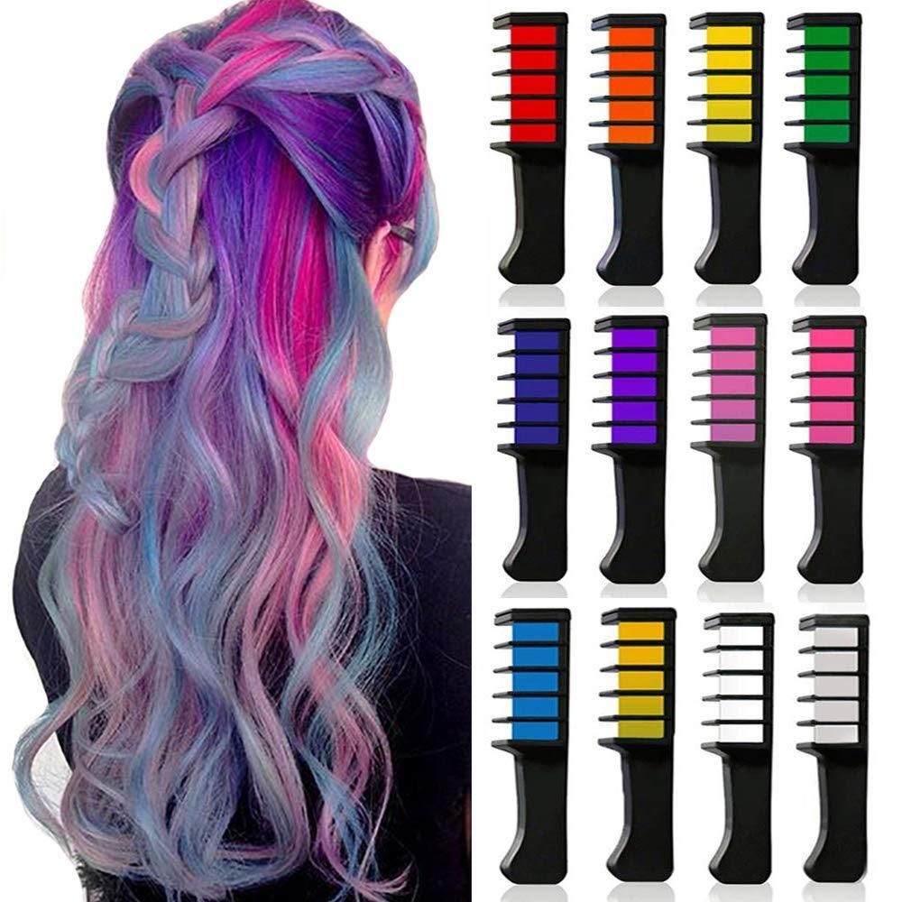 12 Pieces Vibrant Hair Chalk Comb Set 0c2542-3a