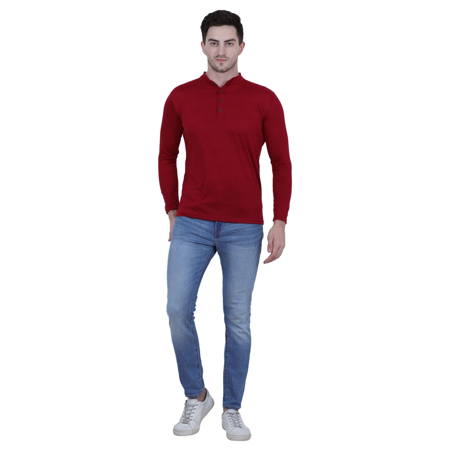 Cotton Blend Solid Full Sleeves T-Shirt