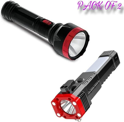 Portable LED Flashlight Multifunctional Work Light Emergencies Safety With Luster LED Torch Combo