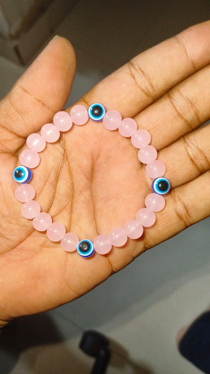 Love and Relationship Protect Bracelet (Rose Quartz with Evil Eye) (Pack of 2)