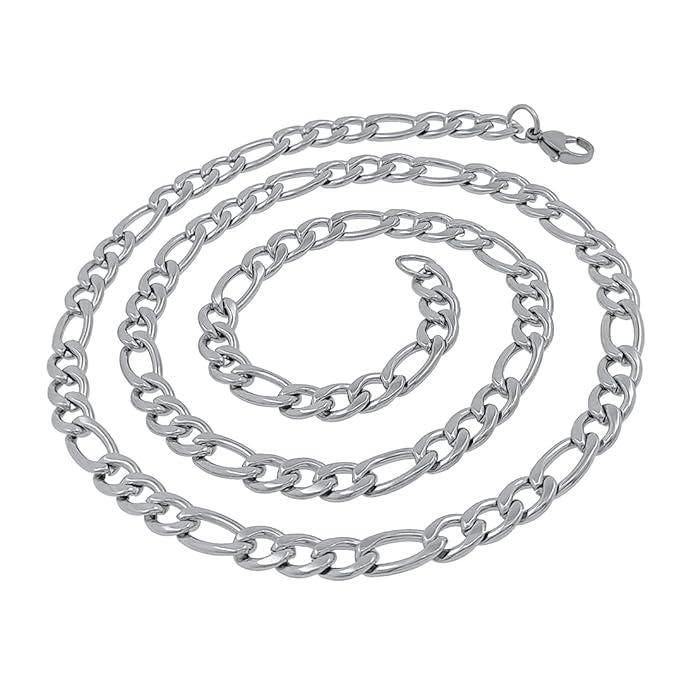 Stainless Steel Rhodium Silver Plated Chain With Finger Ring