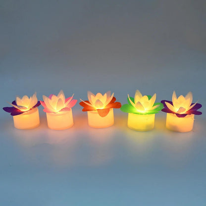 Decoration Candles/Led Diwali Decor Lotus Flower Candle (4 Pcs)