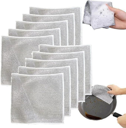 Multipurpose Wire Dishwashing Rags for Wet and Dry Pack of 10