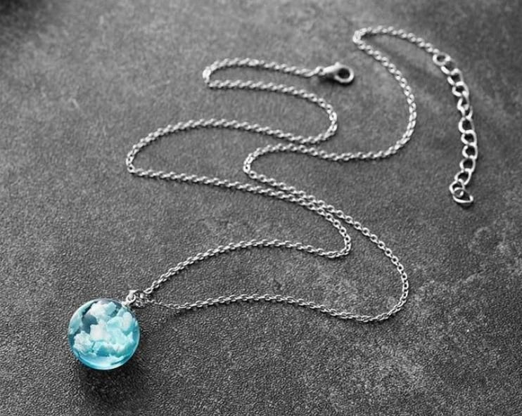 Transparent Round Ball Pendant Necklace