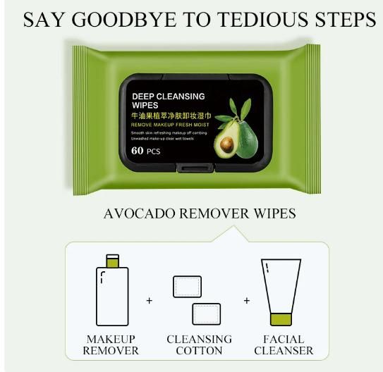 Avocado Makeup Remover Wipes (60 Pcs) 0c2542-3a