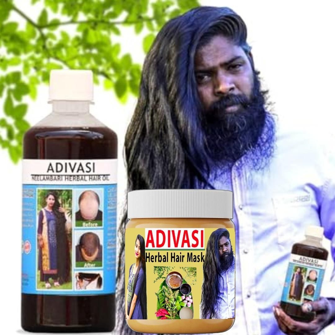 Adivasi Herbal Hair Growth Oil 100ml with Herbal Hair Mask 100gm 0c2542-3a