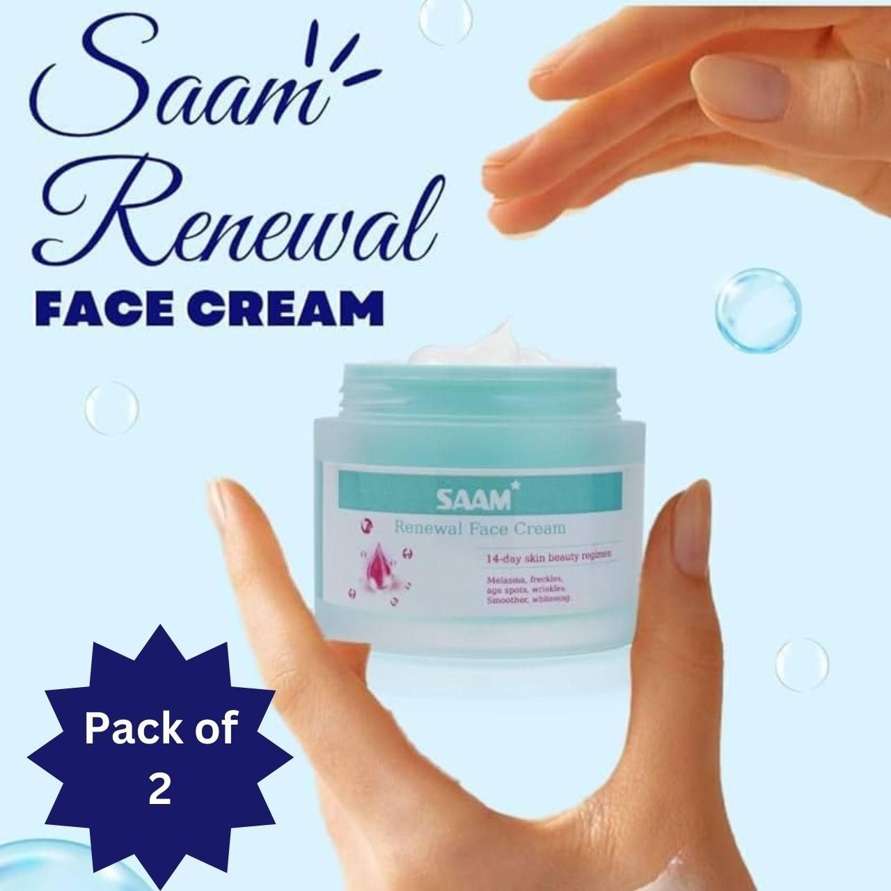 Saam renewal face cream, remove wrinkles, melasma, freckles, skin aging, dark skin (Pack Of 2) 0c2542-3a