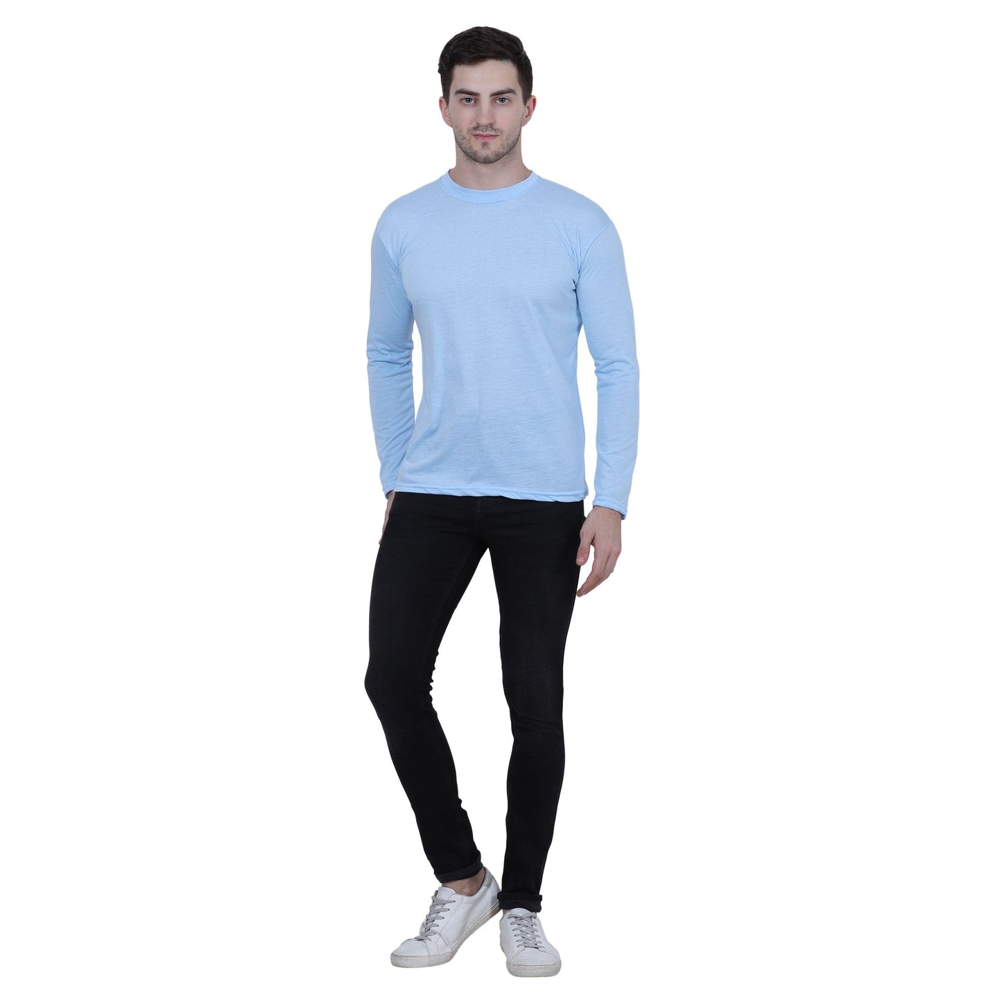 Cotton Blend Solid Full Sleeves T-Shirt