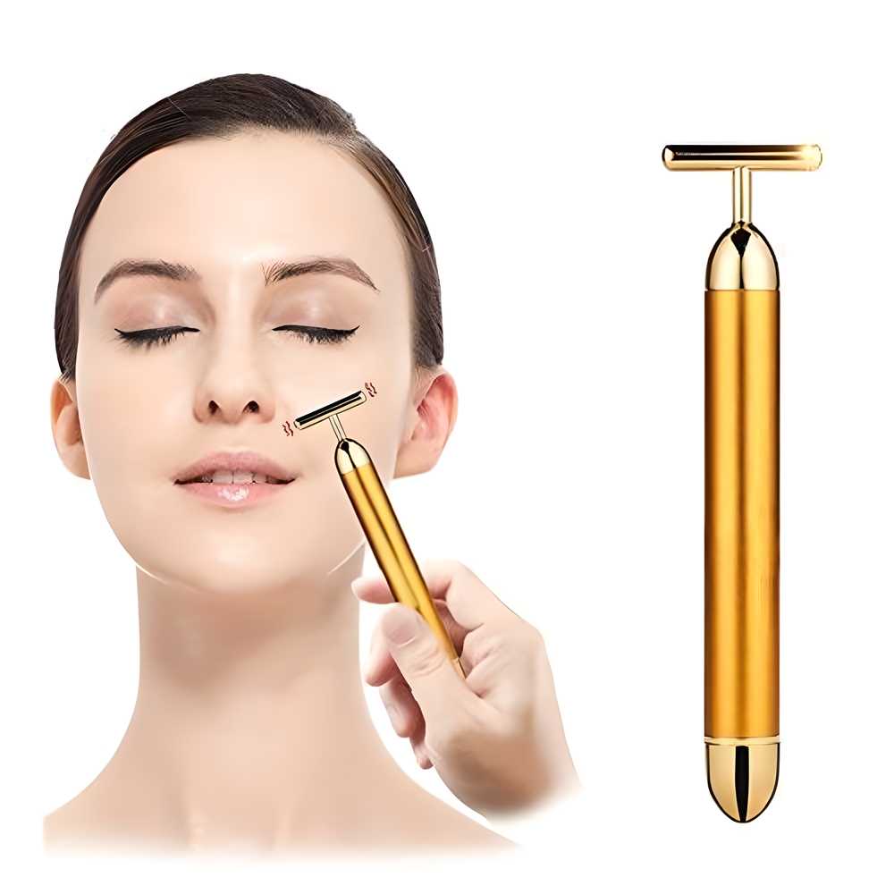 24K Gold Energy Beauty Bar Electric Facial Massage Roller 0c2542-3a