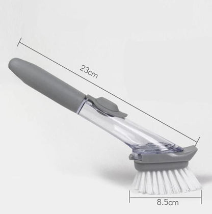 Liquid Cleaning Brush Kitchen Bowl Scrubber Cleaning Sponge Long Handle Dispenser Cleaner Tool