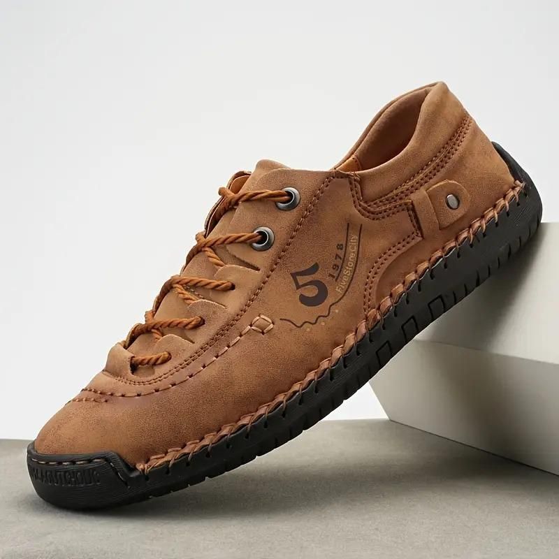 Men's Casual Leather Tan Shoes Lightweight 0c2542-3a