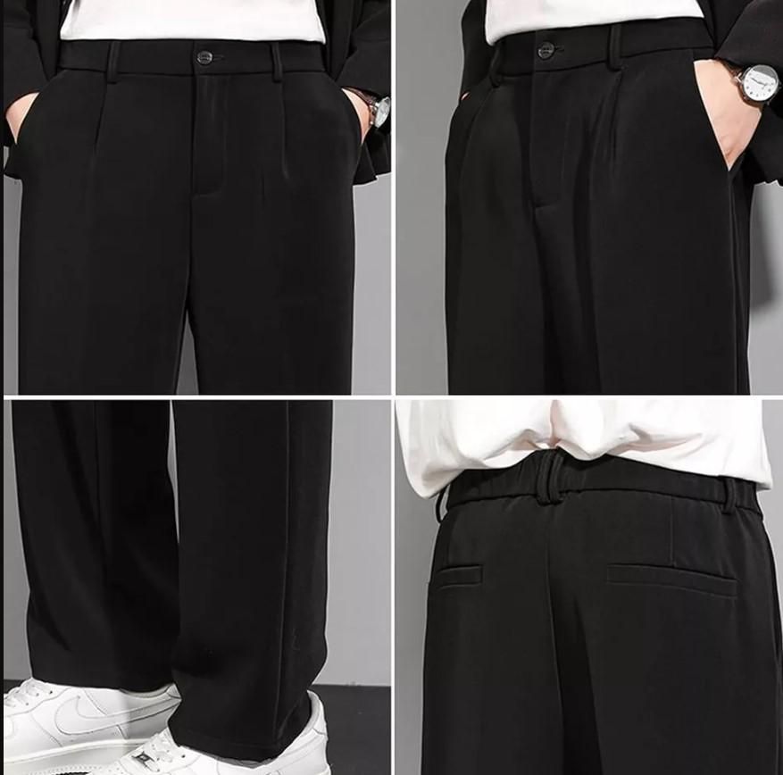 Men's Polyester Black Dry Stretchable Casual Trouser